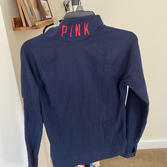Pink Victoria Secret Patriot half zip sweatshirt - Picture 2 of 3